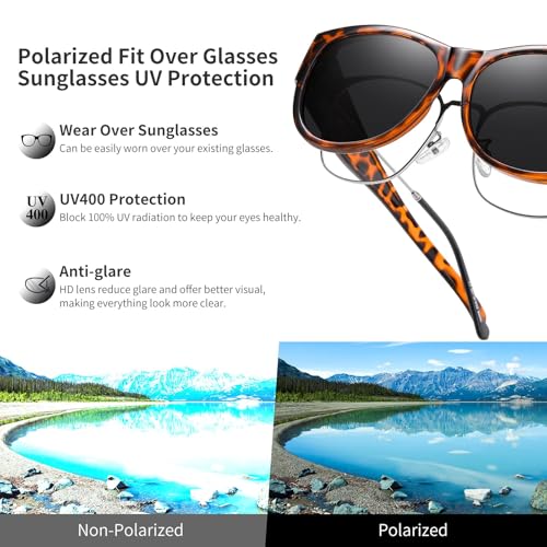 Image of GEGURI Polarized Sunglasses Fit Over Glasses for Men Women, Oversized Square Sun Glasses UV400 Protection Shades