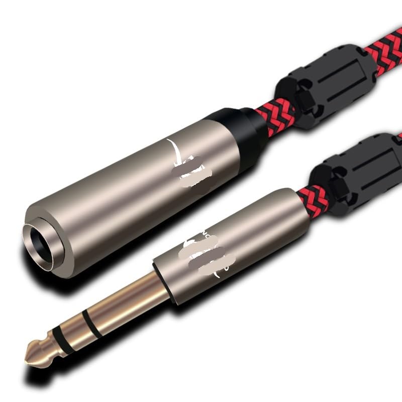 Audio Cable Stereo Male 6.35mm to 6.35mm Female Extension Cable 1/4" Jack(Red,2m)