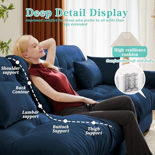 Image of SoarFlash Sectional Sofa Couch, U Shaped Modern Sofa with Solid Wood Legs, Couches Sofas for Living Room Apartment, Comfortable Small Couches for Apartment, Blue