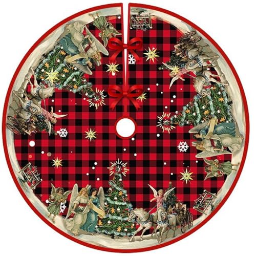 Falda Arbol de Navidad 120cm Alfombra Arbol de Navidad Redondo para Decoración de Fiestas, Christmas Tree Skirt (07)