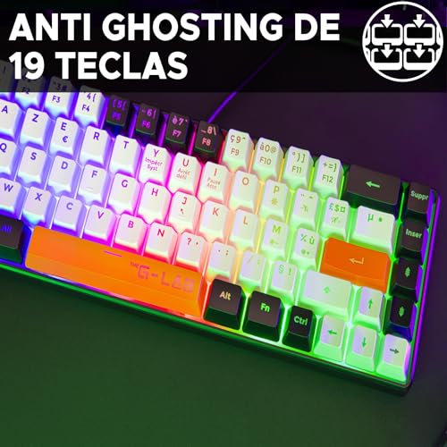 The G-Lab Keyz Hydrogen Gaming-Toetsenbord, QWERTY Met Anatomisch 60%, Meerkleurige Achtergrondverlichting, Stil Mini-Gamer Voor PC, PS4, PS5-2024 - Afbeelding 5