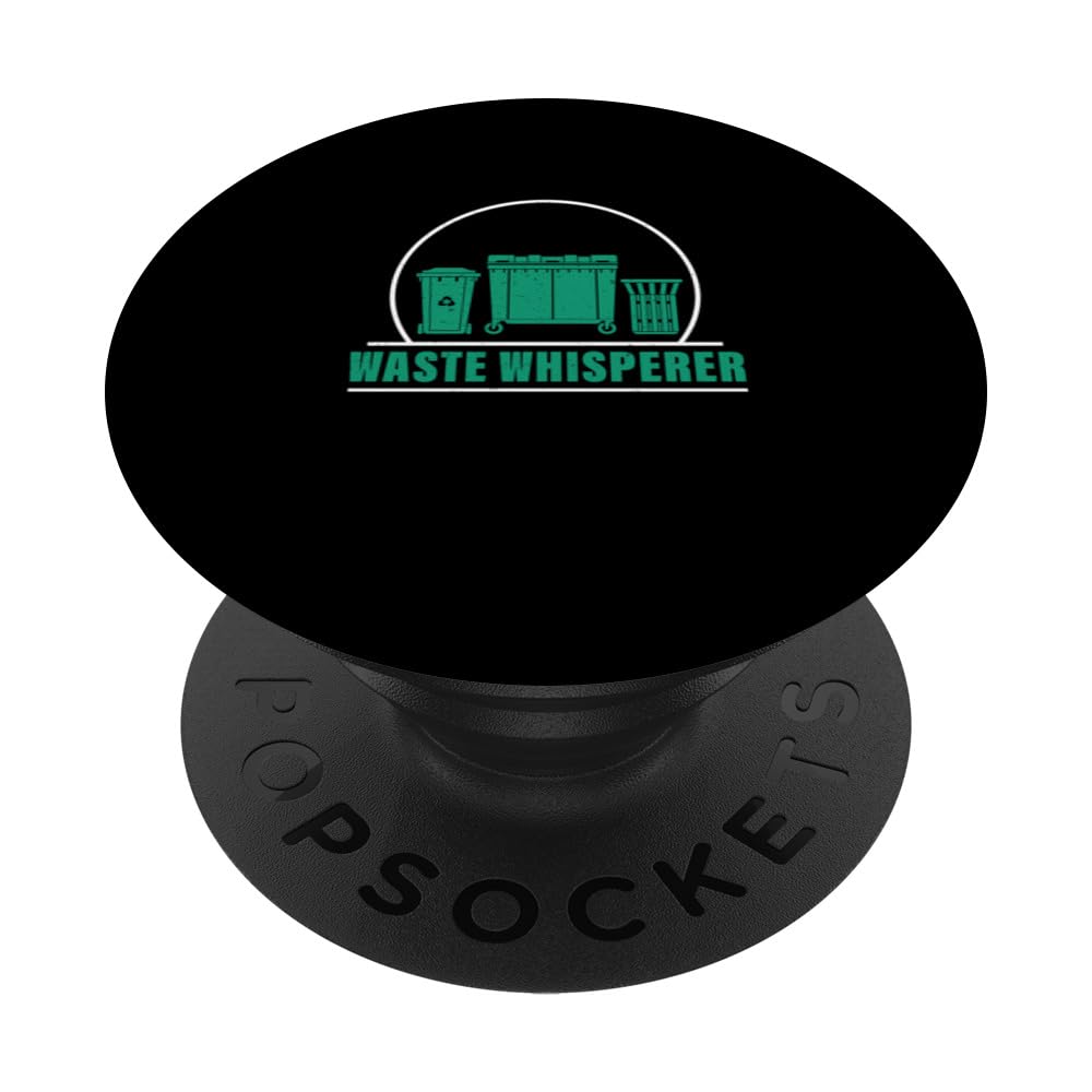 Sanitation Worker Waste Whisperer Funny Street Cleaner PopSockets Swappable PopGrip, Black