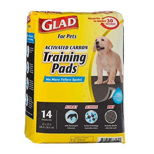 GLAD for Pets Large Activated Carbon Puppies & Senior Dog Training Pads, Count of 14, 14 CT, Black