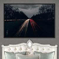 Framed Canvas Wall Art Light Exposure Colorful Industrial Lights Multicolor Neon Photography Places Portrait Realism - 16x24 inches