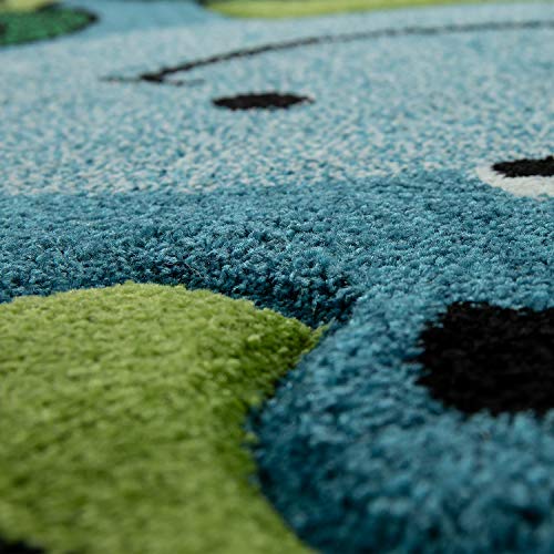 Vloerkleed voor in de kinderkamer kinderkamer jungledieren giraf leeuw aap nijlpaard groen, Maat:80x150 cm - Afbeelding 3