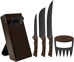 Kit Para Churrasco Tramontina Churrasco Black Com Lâminas De Aço Inox Escurecido E Cabos De Madeira 05 Peças