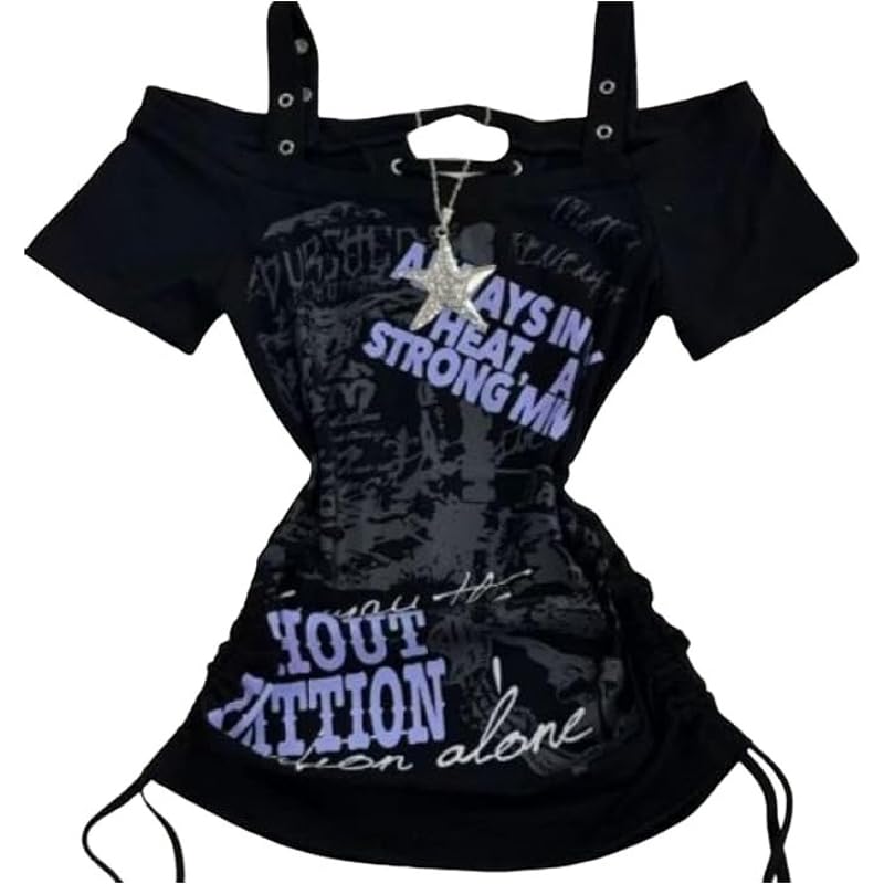 Image of Kawaii Cutecore Harajuku Vintage Y2k 2000s Tops Summer Goth Emo Alt Short Sleeve Graphic Tee