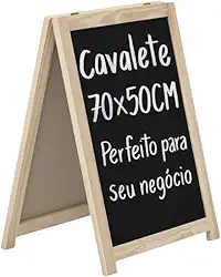 Cavalete Lousa Quadro Negro 70x50cm Para Calçada Restaurante Bar Cardápio Dupla Face Giz
