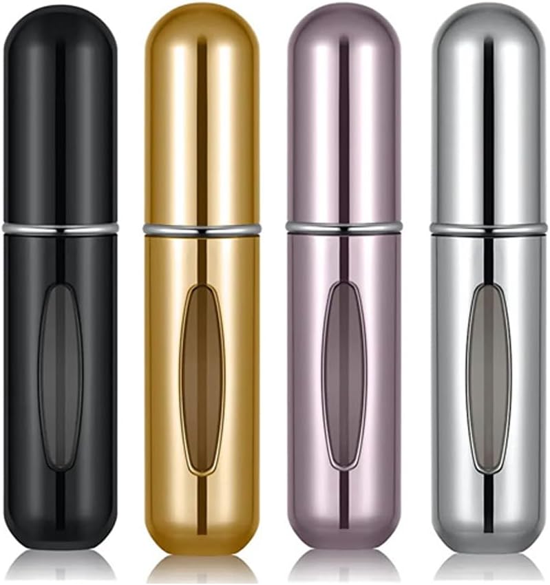 TonJin Travel Perfume Atomiser Refillable, Small Portable Empty Spray Bottle, Perfume Portable Empty Cologne Refill Pump Dispenser for Outdoor Pink/Gold