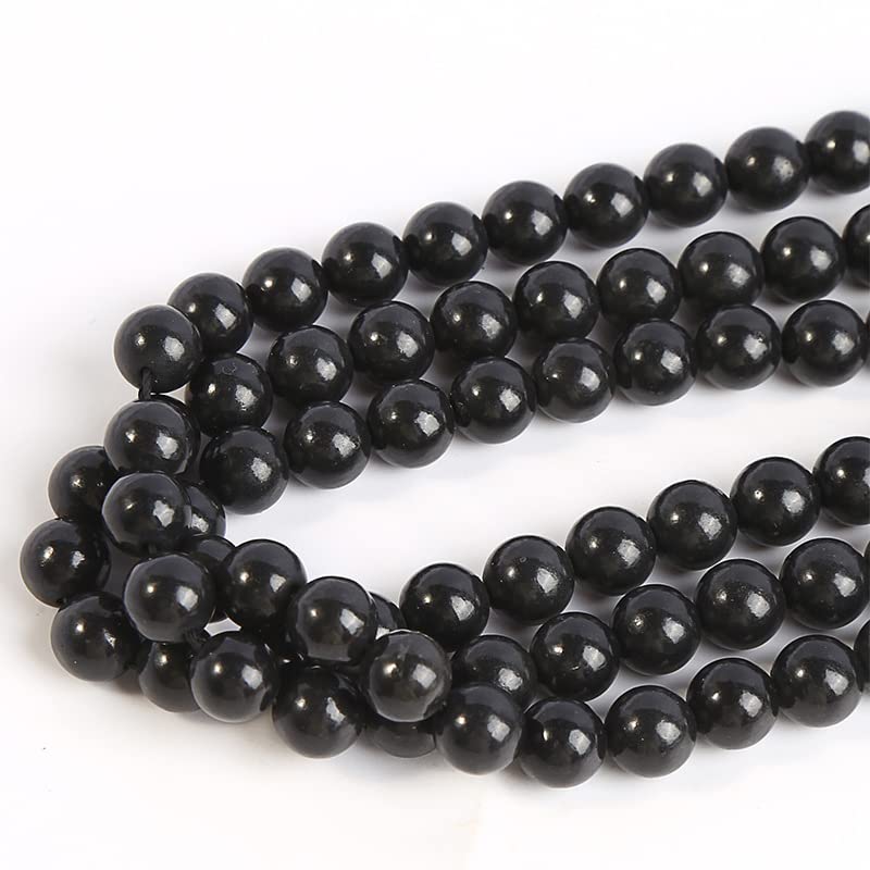 RICHRAIN Shungite Stone Emf Protection DIY Bead Shungite Bracelet Shungite Necklace Natural Crystal Loose Bead Accessories for Jewelry Making (4mm)
