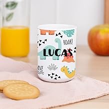 Wanapix | Bicchieri per Bambini | Bicchiere Personalizzato di Plastica Infrangibile | Ritorno a scuola/asilo | Senza BPA | Tazza per Bambini | 330ml | Dinosauri