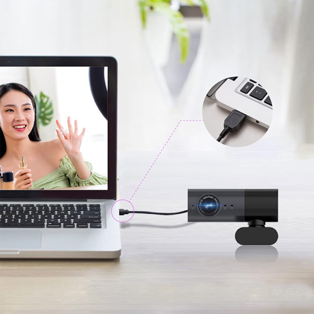 Cámara web USB 1080p con enfoque automático de red, micrófonos duales, alta definición, transmisión en vivo, cámara de computadora, altavoz integrado