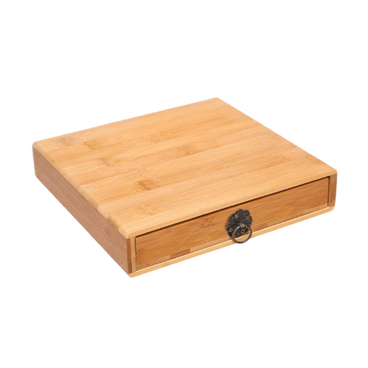 Cofanetto in Bambù per Conservazione Tè con Cassetto e Anello, Scatola Riutilizzabile Raffinata e Resistente, Organizer Compatto per Confezione Unica