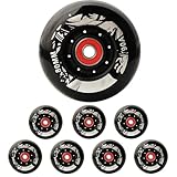 JCCHT PU Material 8 Pack Inline Skate Roller Skates Wheels for Asphalt Inline Skating or Outdoor/Indoor Roller Hockey, Replacement Skate Wheels with Bearings,Black,72mm