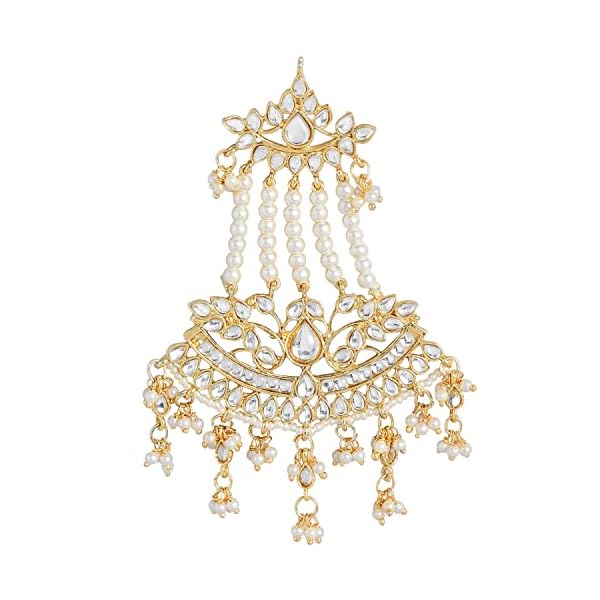Peora Gold Plated Kundan & Pearl Pasa/Hair Kalank Traditional Jewellery for Women