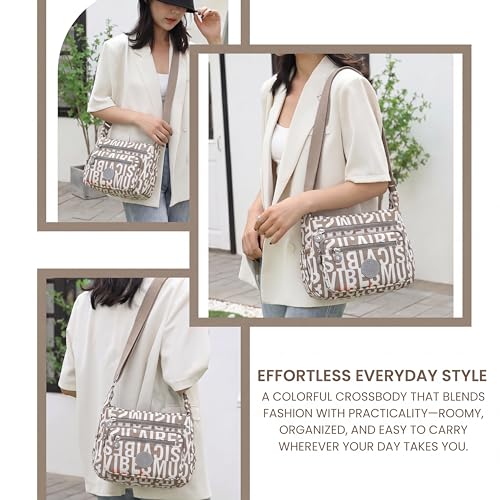 Image of TS WITH TECHSUN Women's Crossbody Sling Bag For Everyday Use, Nylon Shoulder Bag with Zipper Pockets, Adjustable Strap, Water Resistant Handbag for Travel, Shopping