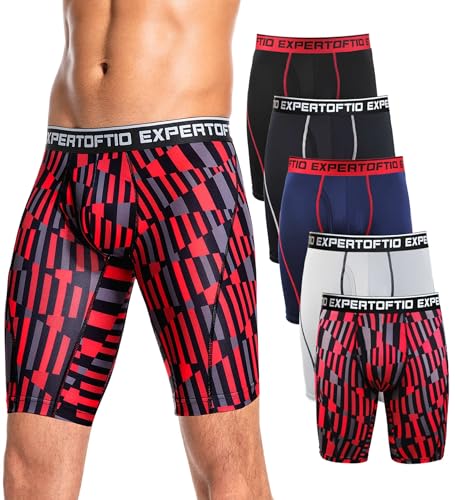 Men's Underwear 9 Inch Extra Long Leg Boxer Briefs for Men Pack, Athletic, Sport, Quick Dry, Moisture Wicking Fly