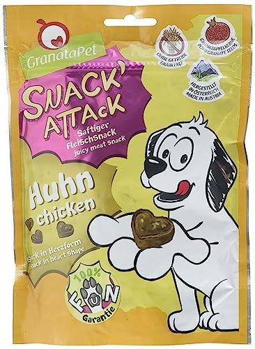 GranataPet Snack' Attack Huhn, Hundeleckerli ohne Getreide & ohne Zuckerzusätze, Belohnung für verspielte Vierbeiner, Leckerchen für Hunde, weicher Hundesnack, 100 g