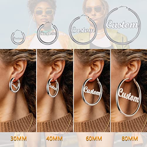 Image of Stainless Steel Chunky Hoop Earrings For Women, Minimalist and Chic, Black /Gold Plated, Round Hoops Earrings Hypoallergenic, Size: 30mm /40mm /60mm /80mm, Come with Box