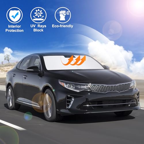 Image of Windshield Sun Shade Custom Fit for 2016-2020 Kia Optima (Not for 2021 KIA K5) Accessories Foldable Sunshade Sun Blocker Protect Car from Sun Rays & Heat Damage Keep Car Cooler