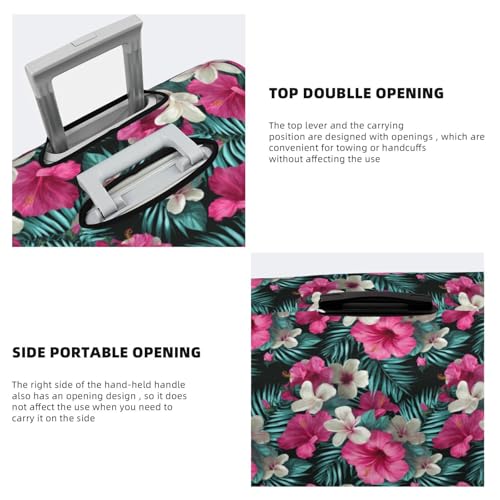 Tropical Summer Floral Pink White Flowers Elastic Travel Luggage Covers Dustproof Scratch-Resistant Suitcase Protector Fit 22-24 Inch3