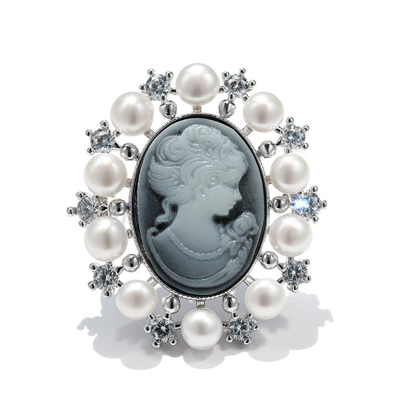 Spilla da donna per anniversario, regalo per moglie, spilla con perle naturali selezionate a mano di qualità AAA e moissanite color D, regalo per mamma, fidanzata, lei, NO11210, metallo, perla
