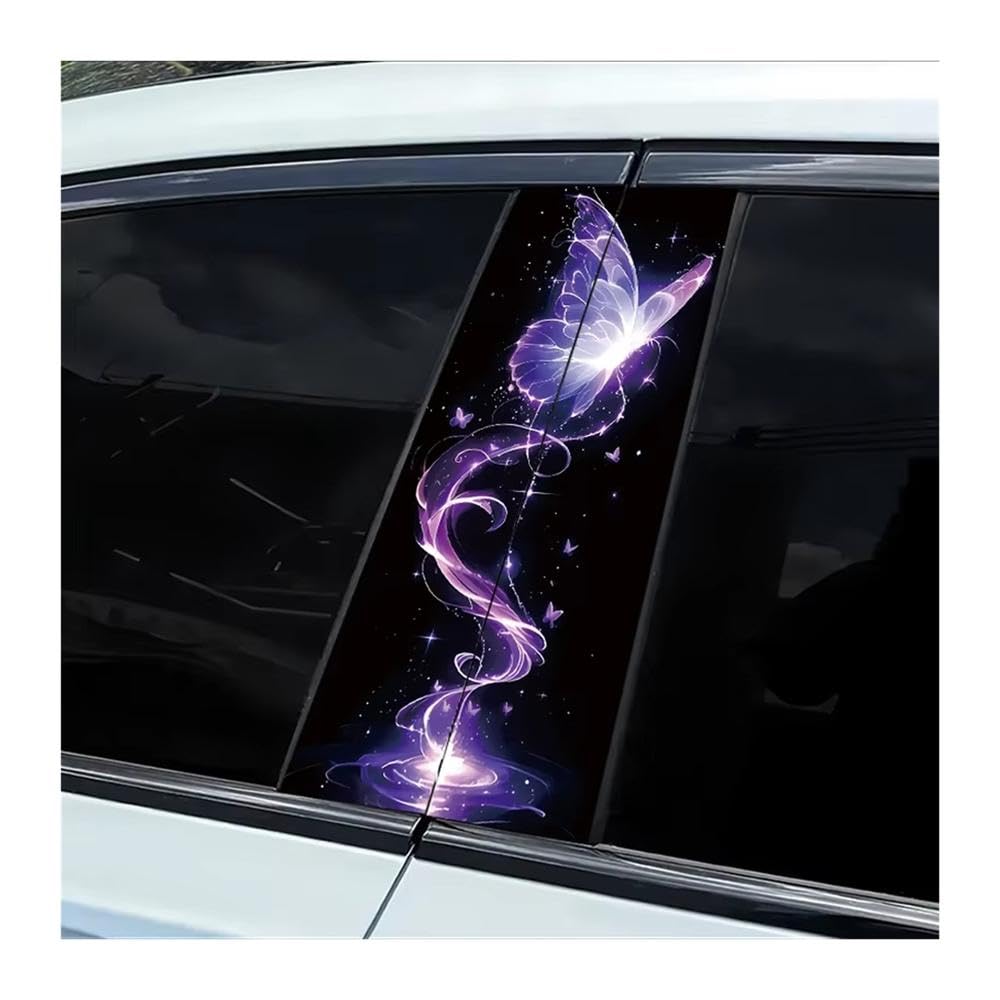 Bertdcx One Color Car B Pillar Waterproof Center Column Stickers Butterfly Vinyl Protective Film Auto Parts