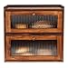Sunhoo Bread Box for Kitchen Countertop Wooden Bread Storage Container Bin 2 Layer Breadbox Holder Large Capacity Keeper Vintage Farmhouse Food Organizer Pantry Shelf Acrylic Window (Brown)