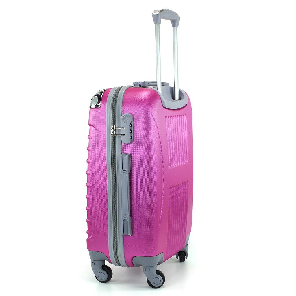 Desconocido Maleta de Cabina 20x35x55cm con Esquinas Plateadas (Fucsia)