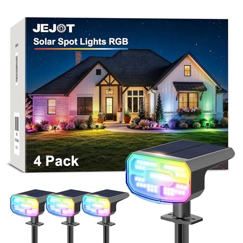 Image of JEJOT Solar Spot Lights Outdoor Waterproof, Solar Spotlights, 4 Pack