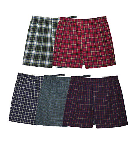 Fruit Of The Loom Mens Woven Tartan Boxers 5 Pack