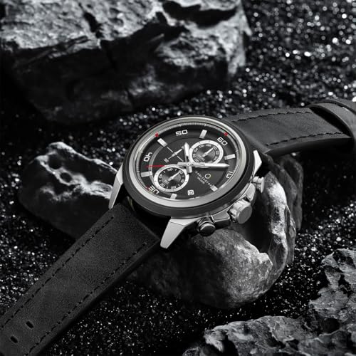 Image of Carlington Nitro Analog Chronograph Men's Premium Leather Strap Wrist Watch | Quartz Movement | Water & Shock Resistant Watch for Men | Casual & Formal Wear - CT 8075