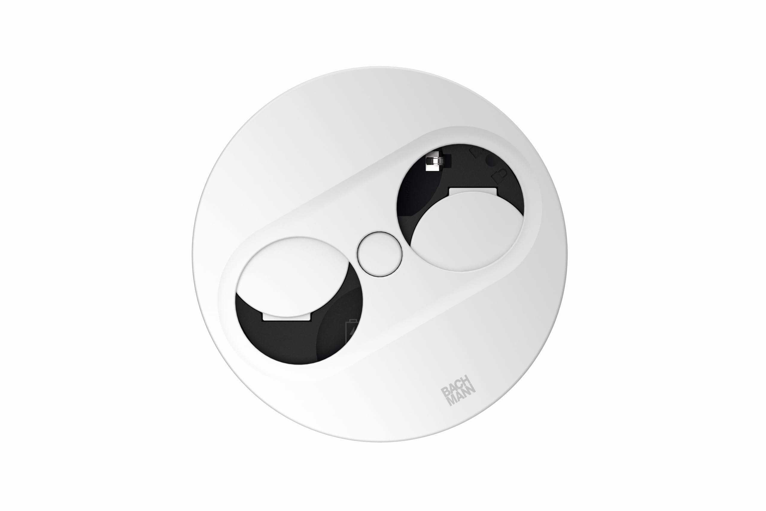 BACHMANN Einbausteckdose Twist 2 Rund 1x Steckdose mit USB A und USB C 2m Kabel Tischsteckdose für Küche und Büro Weiß 946.204 (mit automatische Öffnung und Anti-Fingerprint Beschichtung