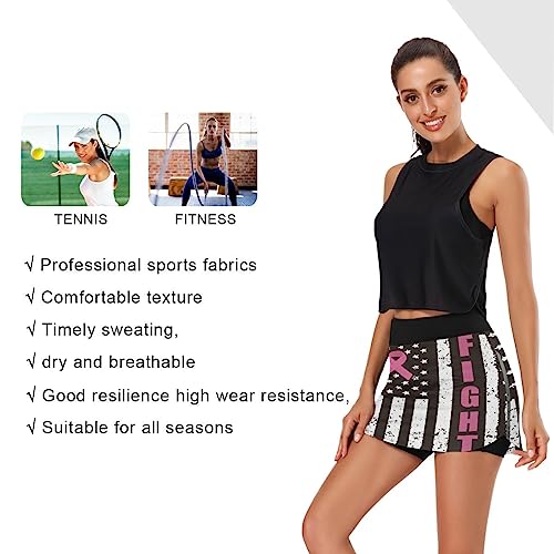ODAWA Saias esportivas femininas leves de conscientização do câncer de mama saias de golfe tênis sho