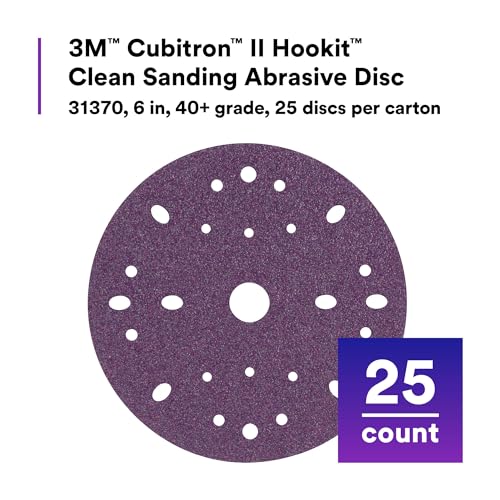 Image of 3M Cubitron II Hookit Clean Sanding Abrasive Disc, 31370, 6 in, 40+ grade, 25 discs per carton
