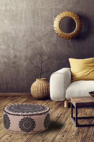 Runder Pouf Sitzpouf aus Baumwolle Aziza Schwarz ø 50cm Rund Mit Füllung | Sitzkissen Bodenkissen Kissen Orientalisch… – Bild 8