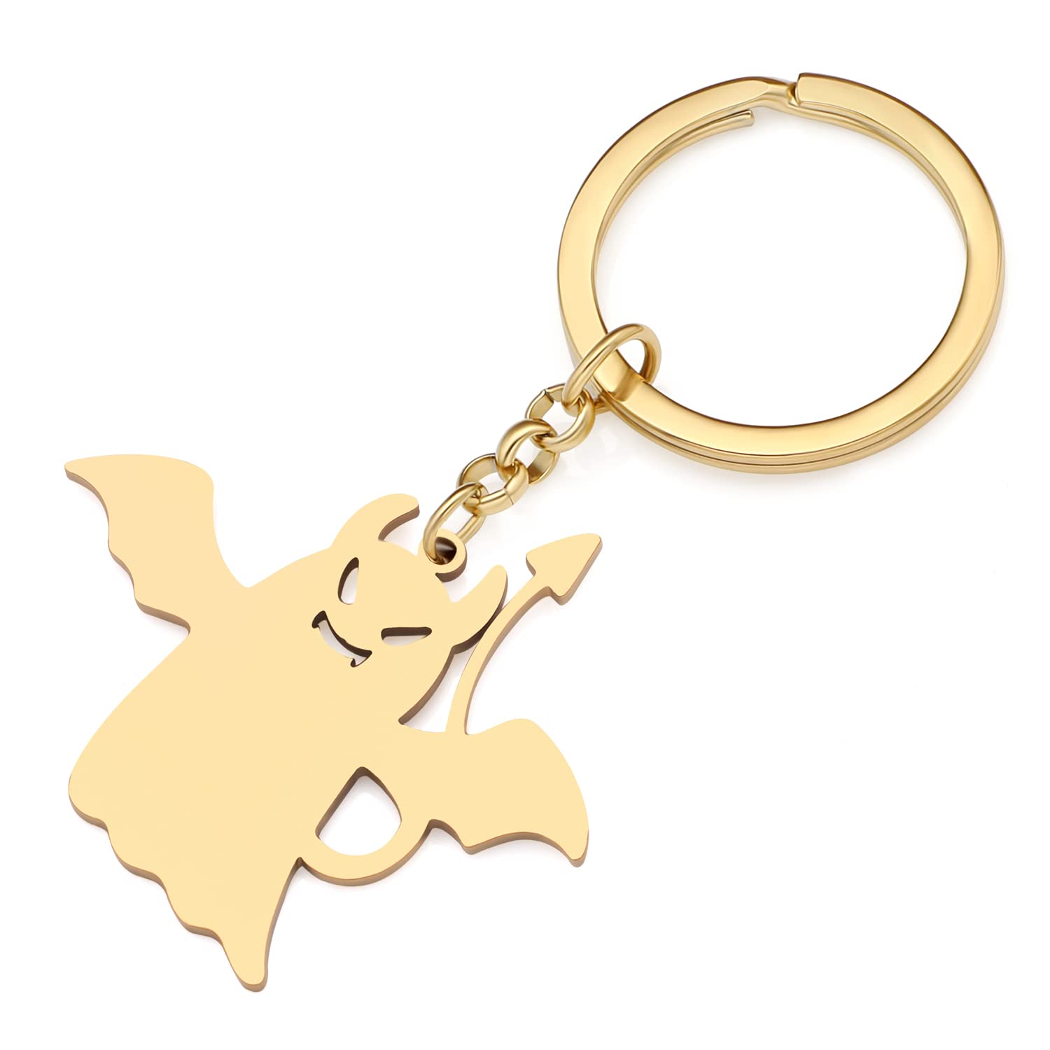 RAIDIN Stainless Steel 18K Gold Silver Plated Halloween Horror Keychains Keyring for Men Women Gifts Car Purse Keys Charms