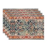 Artoid Mode Boho Bohemia Style Red Placemats Set of 4, 12x18 Inch Country Rustic Farmhouse Magical Fall Table Mats for Party Kitchen Dining Decoration