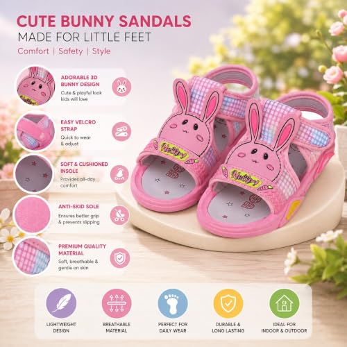 Image of Kids Sports Sandals Lightweight Breathable Anti Slip Comfortable Velcro Footwear for Boys and Girls