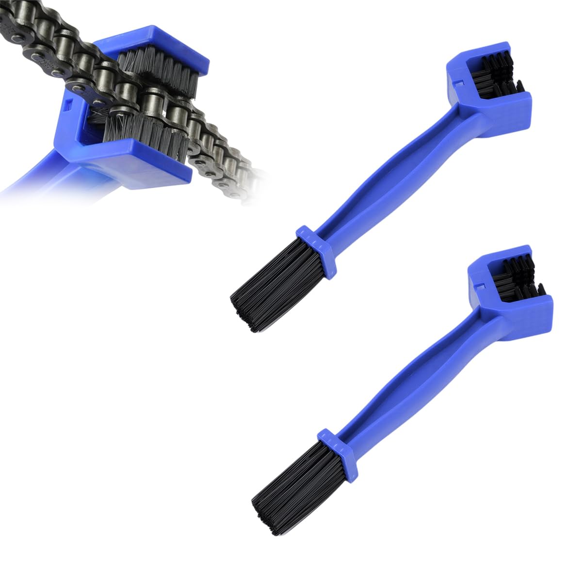 2 PCS Motorcycle Chain Brush, Chain Gears Maintenance Cleaning Brush, Bicycle Chain Cleaning Brush Tool for Motorcycle Bicycle Scooter Tricycle, Motorcycle Accessories (Blue)