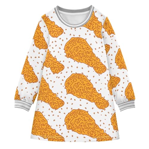 Chicken Fried Girls Dresses Long Sleeve Sweatshirt Dress for Girls Winter Toddler Casual A Line Dresses Size 2-8T