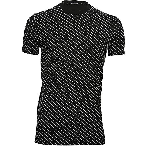 DSQUARED2 Men's Repeat Logo Print Crew-Neck T-Shirt, Black Small Black/White