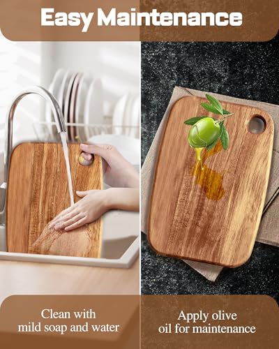 Tabla de cortar rectangular mini de madera de acacia miniatura 5