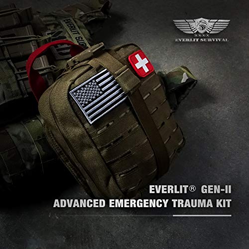 EVERLIT Advanced Emergency Trauma Kit, CAT GEN-7 Tourniquet Mil-Spec Nylon Laser Cut Pouch with 36" Splint, Military Combat Tactical IFAK for First Aid Response Bleeding Control