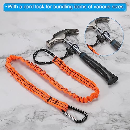Image of PATIKIL Tool Lanyard with D Hook, 3 Pack 24 Inch Safety Tool Leash for Fall Protection, Orange Black Yellow