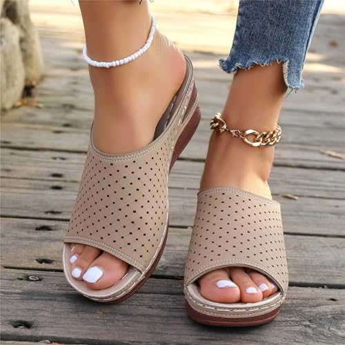 Wedge Sandals for Women Slingback Wedges Orthopedic Comfortable Arch Support Platform Slippers Summer Dressy Casual Slip on Wide Width Flat Sandal Lightweight Damping Sole Flip Flops3