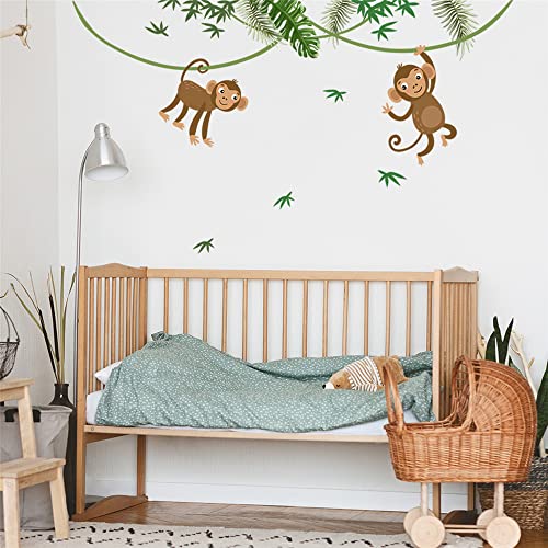 Vinilo decorativo grande de hojas tropicales y animales miniatura 6