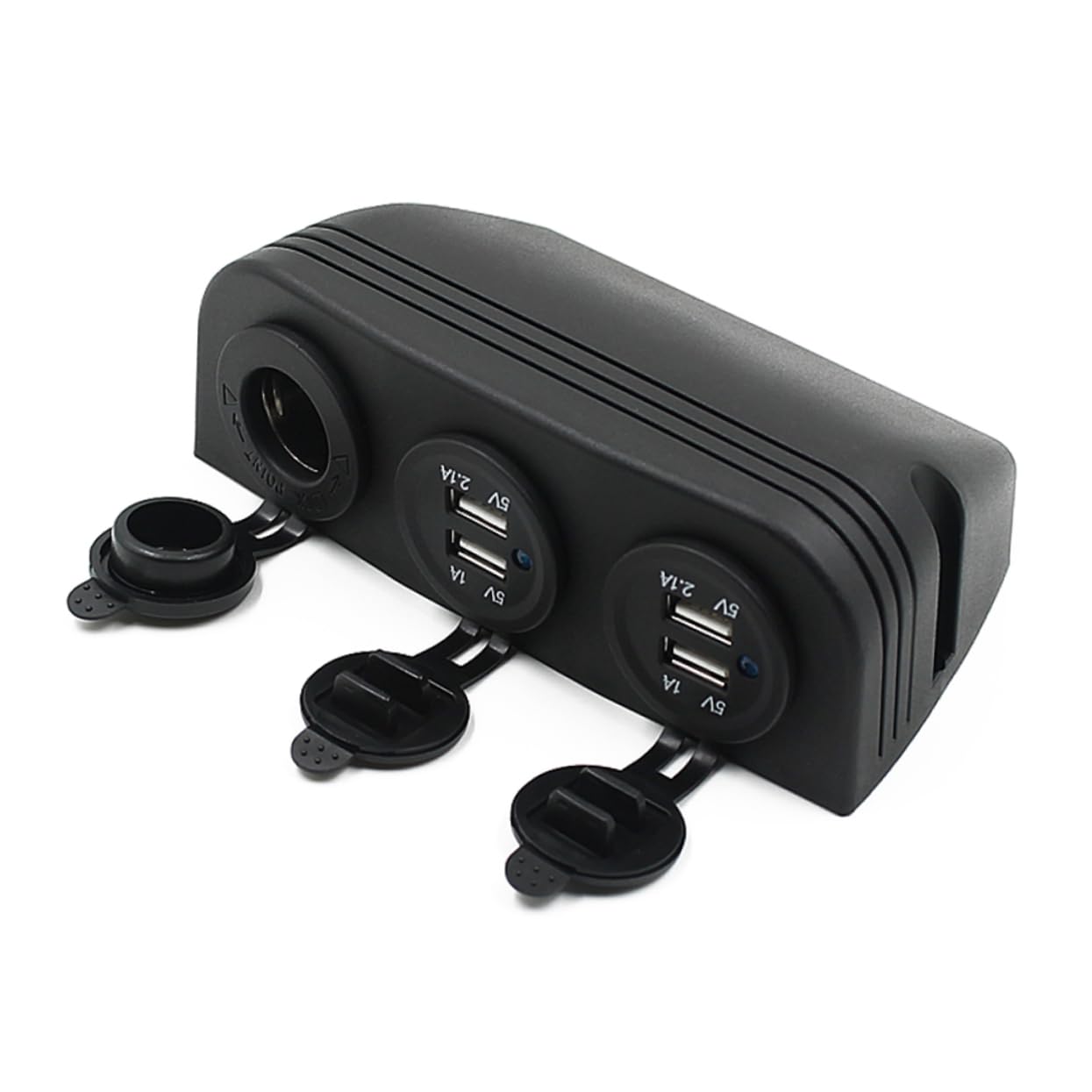 Prise Allume-Cigare de Voiture 12-24v avec 4 Ports USB, Noir