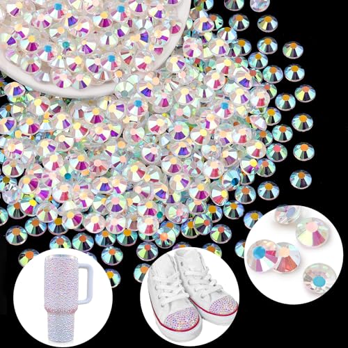 Image of 400PCS SS30 /6mm Crystal Glass Rhinestones for Bedazzling (Transparent AB) | Flatback Rhinestones for Crafting DIY Nail Art Makeup Decoration, Gems Diomand Charms for Tumbler Shoes Clothing Mug