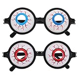 Kisangel 2Pcs Funny Eye Glasses Funny Costume Eye Glasses Eyeball Shaped Sunglasses Dress- up Prank Props for Birthday Party Favor Supplies Red Blue